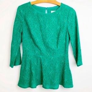 Green lace 3/4 sleeve Moulinette Soeurs blouse in size 4. Great condition